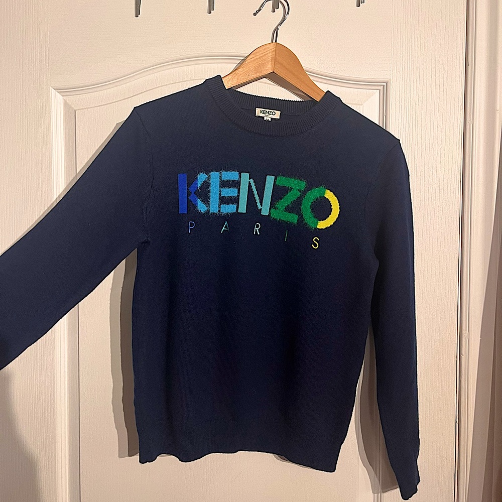 Kenzo Blue Sweater with Multicolor Logo